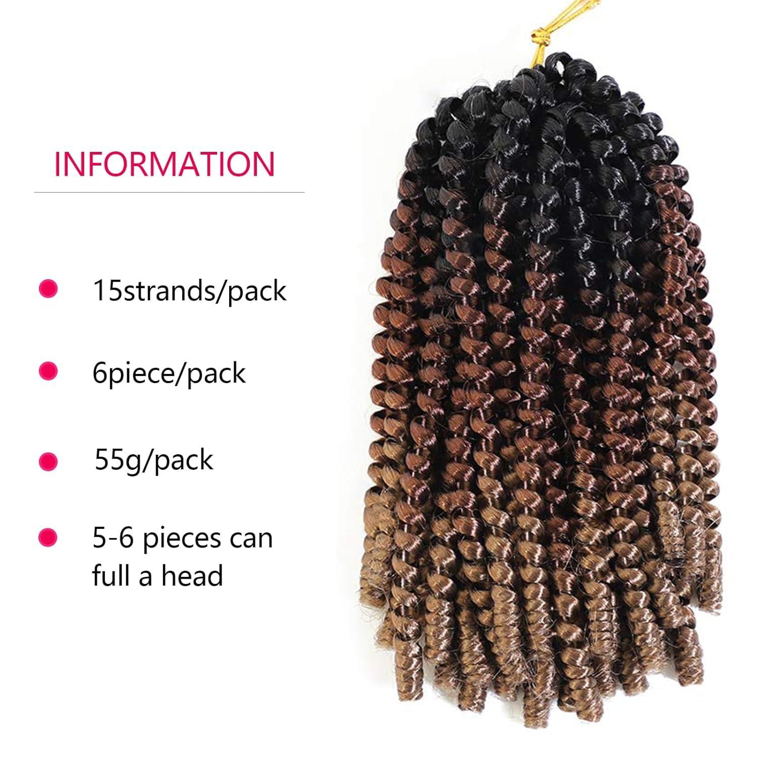 ROKTRESS Spring Twist Hair Spring Twist Crochet Hair Spring Twist Braiding Hair 6 Packs 90strands For Passion Twist Butterfly Locs Crochet Braids Hair Synthetic Braiding Hair Extensions (12inches, T1B/30/27)