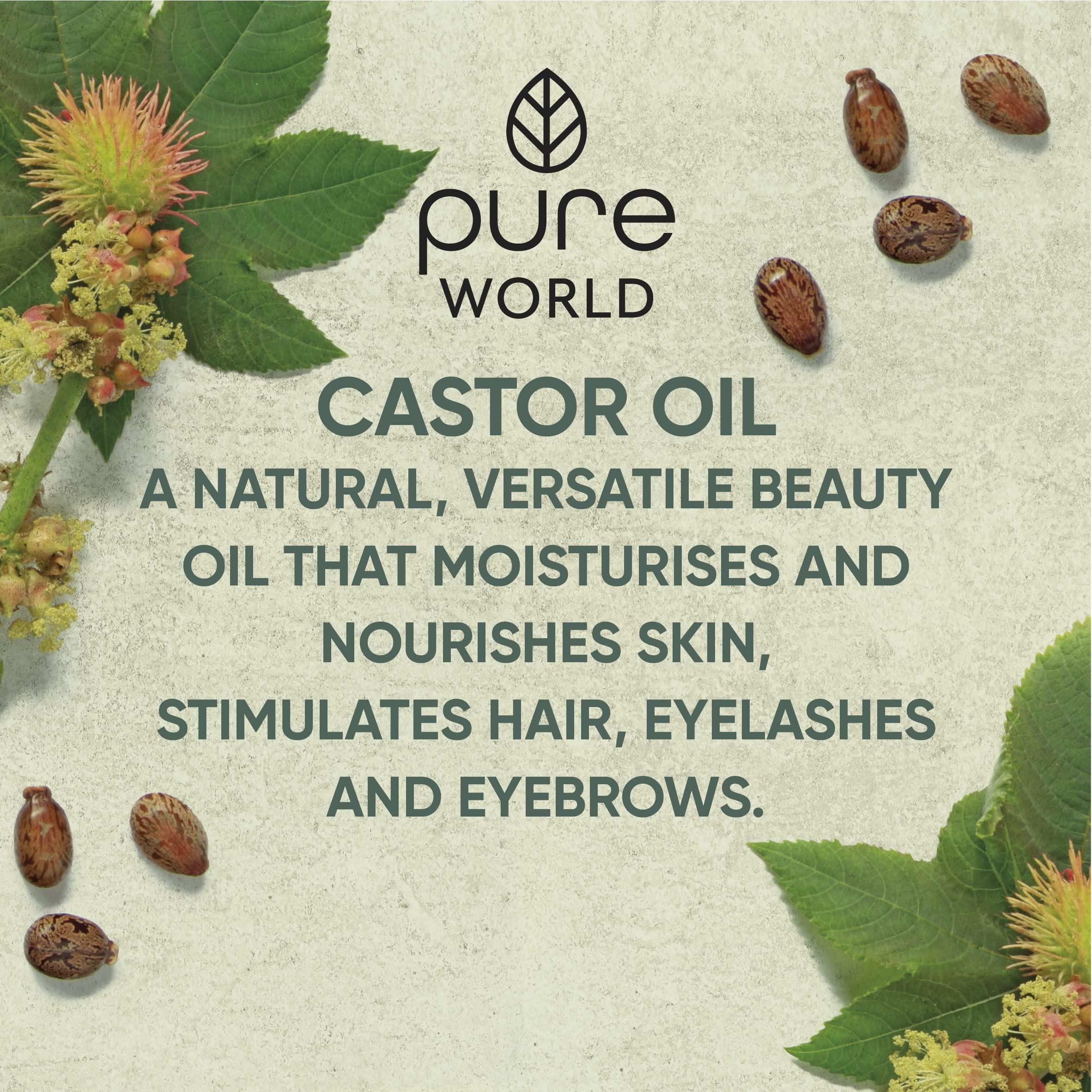 Pure World Pure World Castor Oil 1 Litre. Cold Pressed 100% Pure and Natural Hexane Free For Eyebrows, Nails, Beard, Hair, Eyelash Growth Cruelty-Free