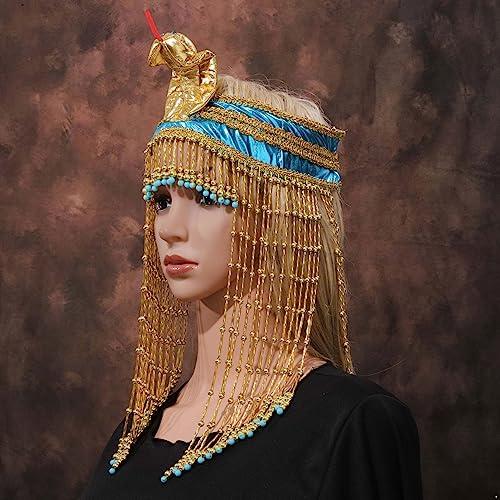 Zaldita Zaldita Women\'s Egyptian Costume Accessory Headband Snake Beaded Headpiece for Women Girls Gold B One Size