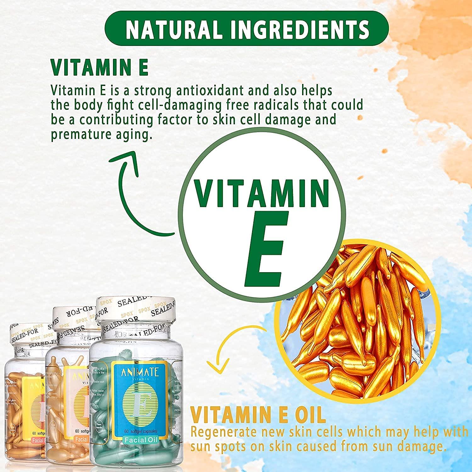 SEASOL SEASOL Vitamin E Capsule For Face Pimple Glowing Skin 60 capsule Each Bottle (PACK OF 1)