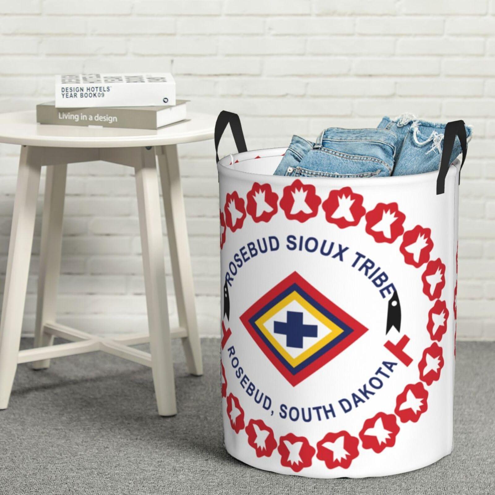 Qauirfe Rosebud Sioux Nation Tribe Flag Circular Hamper Lasting Organization Bedroom Bathroom Dcor