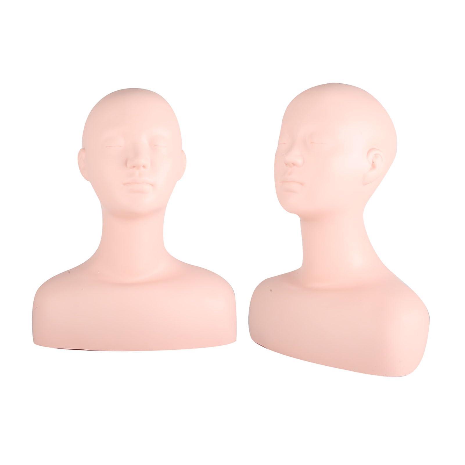 Obetuens Makeup Practice Mannequin Head, Multifunction Massage Makeup Practice Training Head, Soft Mannequin Cosmetology Mannequin Doll Face Head Model Wig Hat Display for Salons