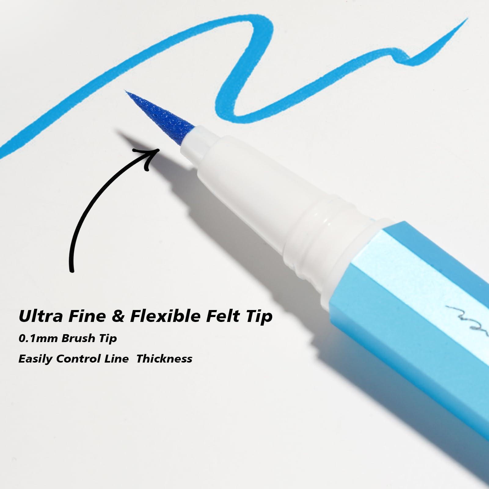 YES.EYE DO YES.EYE DO Bright Blue Liquid Eyeliner Precision Pen - Felt Tip Blue Eyeliner Liquid for Flexible Line Thickness - Easy to Remove with Warm Water - Drama Makeup&Body Art Use (Skyline Blue)