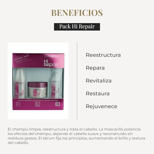 SALERM SALERM - Damaged Hair Repair Treatment - Hi Repair Pack with Shampoo 250 ml + Mask 250 ml + Finish 100 ml - Deep Hydration for Damaged Hair - Revitalizes and Rejuvenates - Immediate Effect