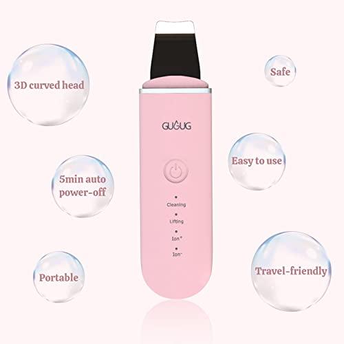 GUGUG GUGUG Skin Scrubber Face Spatula - Skin Spatula Blackhead Remover Pore Cleaner with 4 Modes, Skin Care Tools-Pink