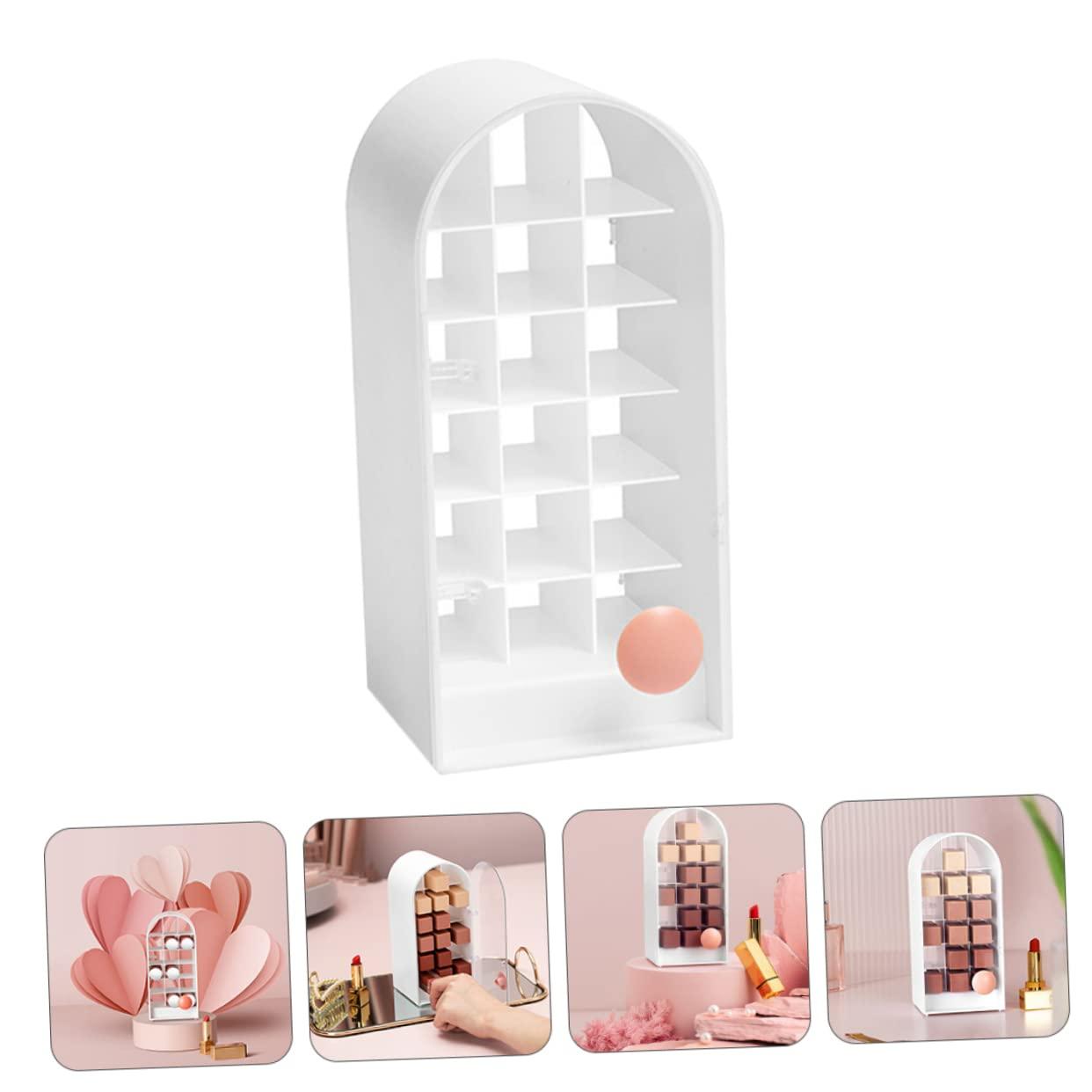 Baluue Baluue 1pc Lipstick Storage Box Lip Gloss Stand Desktop Cosmetic Makeup Display Rack Cosmetic Display Cases Clear Cosmetic Makeup Organizer Lipstick Holders and Organizers White Abs