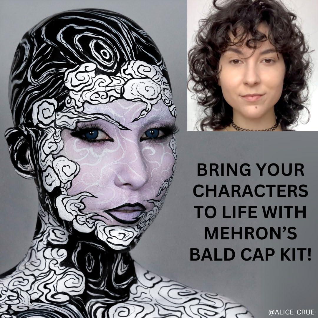Mehron Mehron Makeup Premium Character Kits| Makeup Kits for Halloween & Cosplay| Made in the USA | Complete Makeup Kit | Includes all Makeup, Tools, & Instructions on How to Create the Look | (Bald Cap)