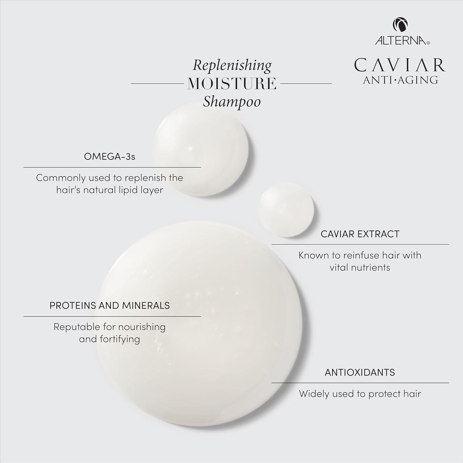 Alterna Alterna Caviar Anti-Aging Replenishing Moisture Shampoo and Conditioner Set, For Dry, Brittle Hair, Protects, Restores and Hydrates, Sulfate Free