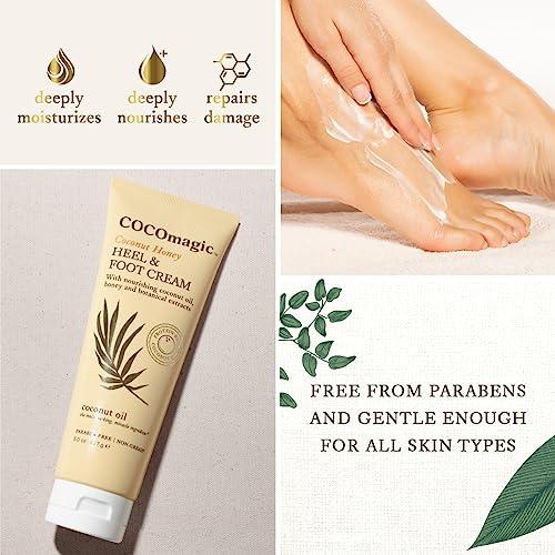Cocomagic Cocomagic Coconut Honey Heel & Foot Cream - w/Coconut Oil, Honey, & Botanical Extracts | Moisturize Dry, Cracked Feet | Softens & Smooths | Non Greasy | Made in USA, Cruelty & Paraben Free (8 Oz)