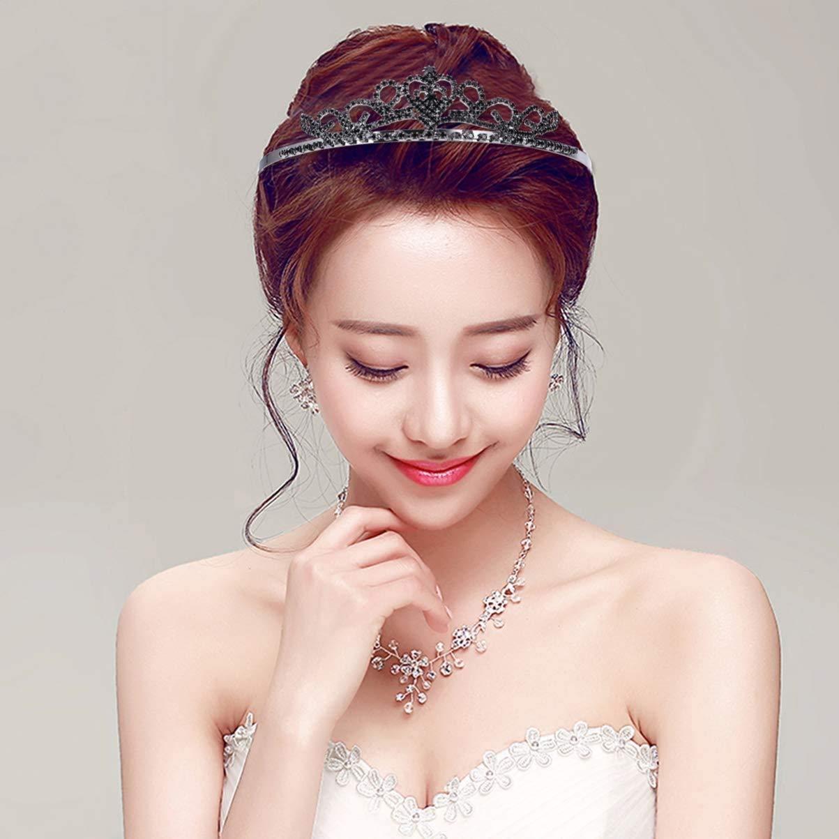NCRD NCRD Queen Crown, Alloy Crowns Princess Crown Bridal Crowns Tiaras for Women Girls Bridal Wedding Prom Birthday Party (Black)