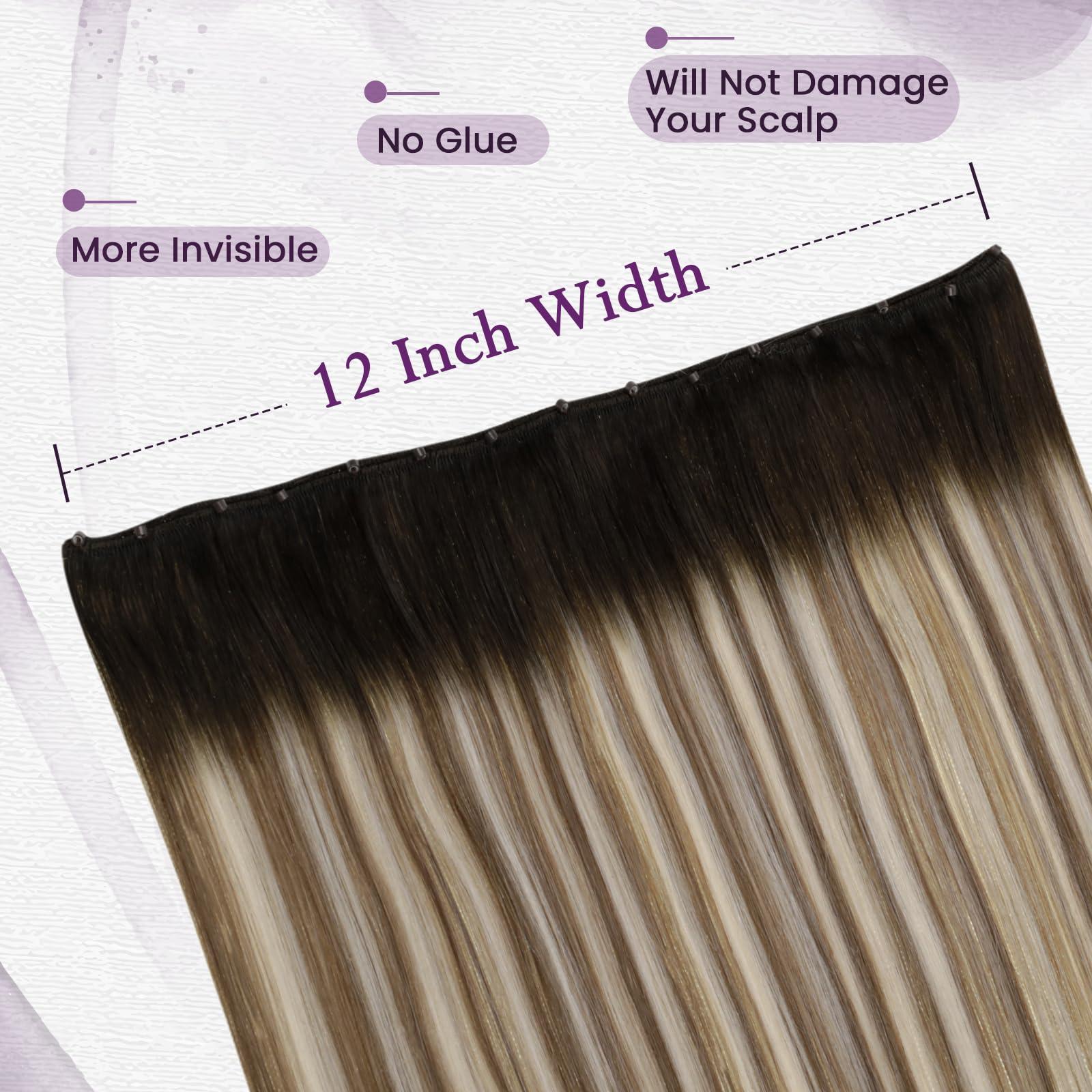 LAAVOO LaaVoo Beaded Weft Hair Extensions Human Hair Microbead Extensions Ombre Micro Beads Weft Human Hair Extensions Brown to Light Brown Mix Blonde Beaded Weft Extensions Human Hair 50G 18 Inch