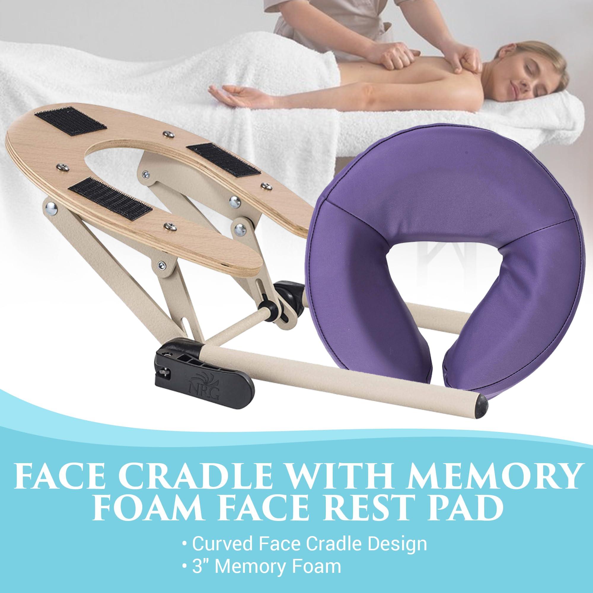 NRG NRG Vedalux Portable Massage Table Package Purple - Folding Massage Bed Lightweight Massage Table - Professional Massage Table Spa Bed, Face Cradle, Hanging Armrest, & Carrying Case