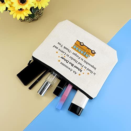 Mikela School Bus Driver Appreciation Gifts Bus Driver Makeup Bag Gifts For Women Thank You Gift for Bus Driver Cosmetic Bag School Bus Driver Christmas Retirement Gift Back to School End Of Term School Gift