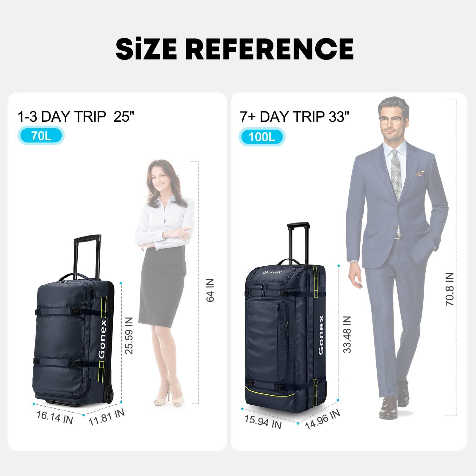 Gonex Gonex Travel Toiletry Bag for Men, Nylon Shaving Dopp Kit Bag, Orange Rolling Duffle Bag with Wheels, 70L Roller Duffel Bag 25 inch,Navy