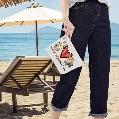 LEVLO LEVLO Yorkshire Terrier Dog Cosmetic Make Up Bag Yorkshire Dog Owner Gift Peace Love Yorkshire Terrier Make Up Zipper Pouch Bag For Dog Mom (Peace Yorkshire Terrier)