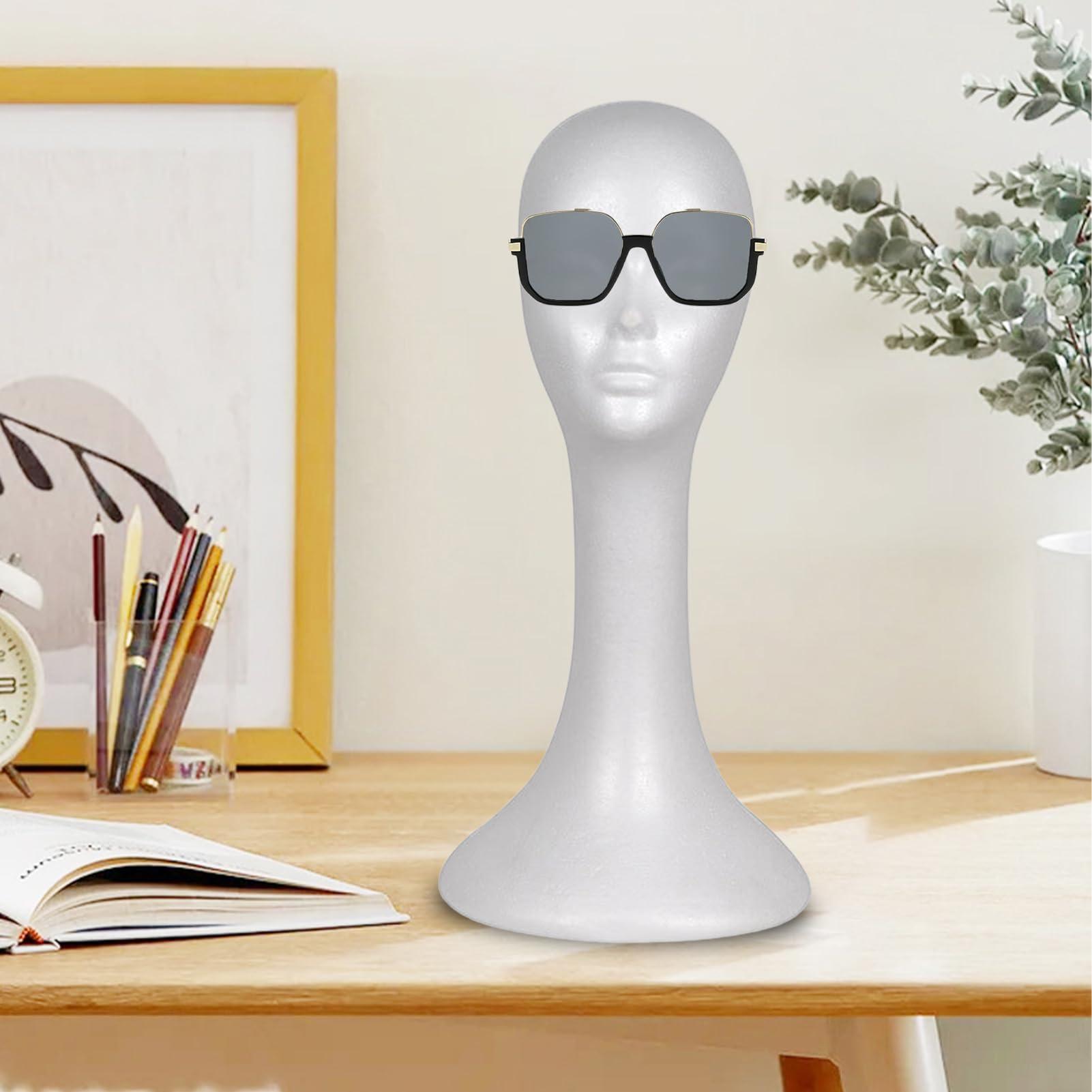 Grebest Foam Mannequin Head, Foam Wig Head for Mannequin, Female Mannequin Head for Wig Styling and Display, Portable Foam Manikin Head for Wigs Hats Hairpieces Jewelry Makeup, for Home Salon Travel (White)