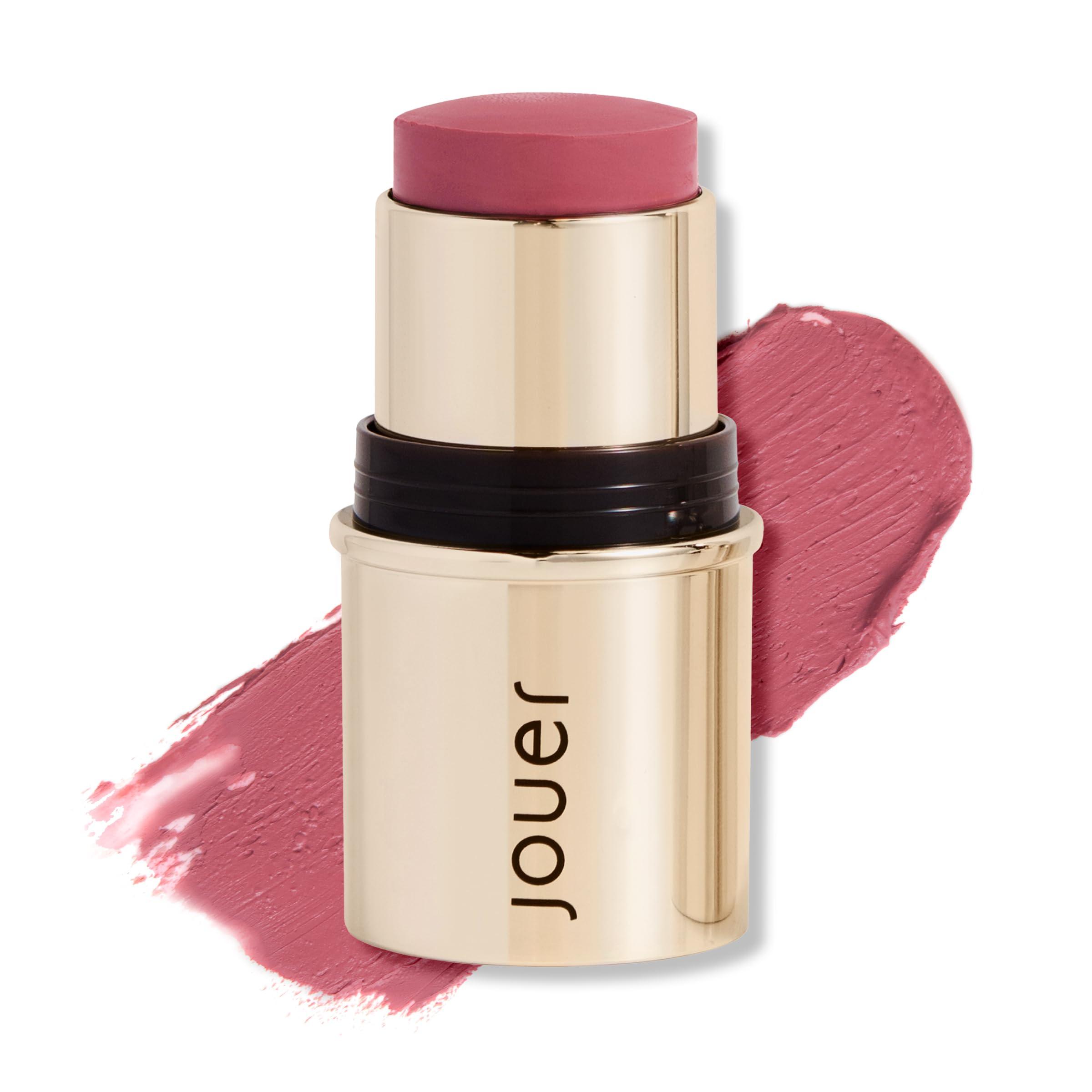Jouer Jouer Blush & Bloom Cheek + Lipstick, Bare Rose - Hydrating Cream Blush Stick for Cheek and Lip Tint - Moisturizing Rose Hip and Squalane Oil Formula