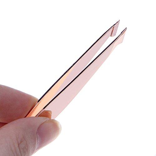 BecauseOf BecauseOf Professional Stainless Steel Slant Tip Tweezer for Women