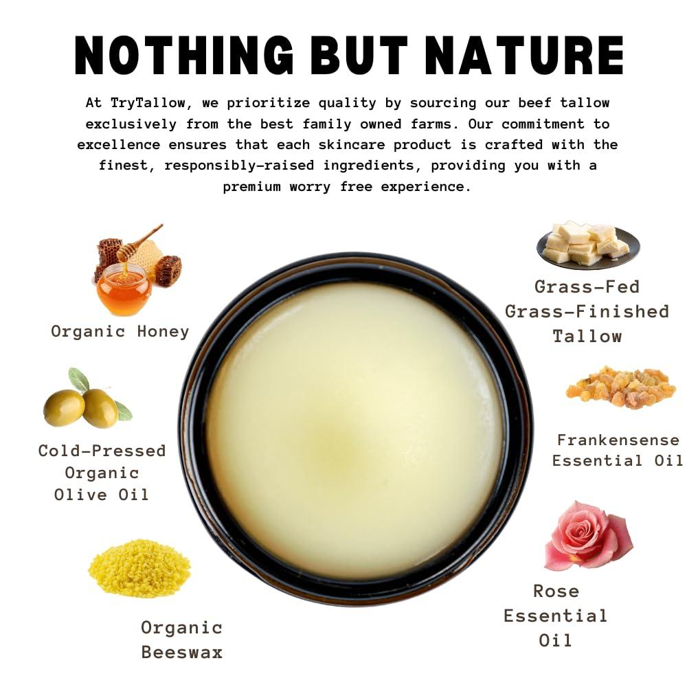 Generic Beef Tallow Honey Balm - Grass-Fed Organic Face Cream with Honey & Olive Oil, for Eczema, Rosacea, Baby, Acne (2 oz)