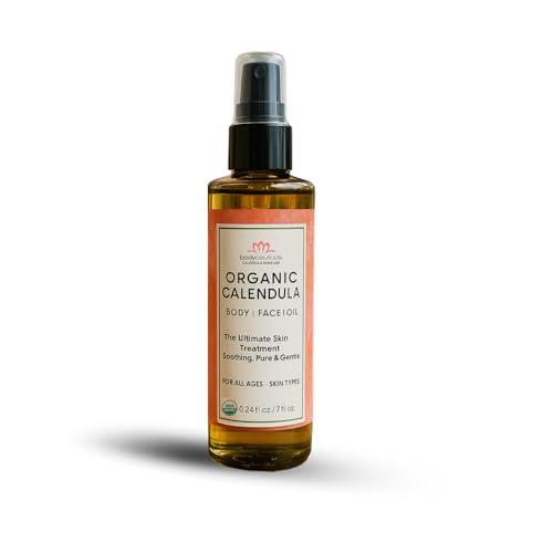 Bodyceuticals Calendula Skincare, Bodyceuticals Ca Bodyceuticals 100% Certified Organic Calendula Oil - High Potency Farm Fresh Flower & Olive Oil | Moisturizing Skincare & Repair| Non-GMO | Vegan | Kosher | Wheat-Free | Gluten-Free | Soy-Free | 7.5oz