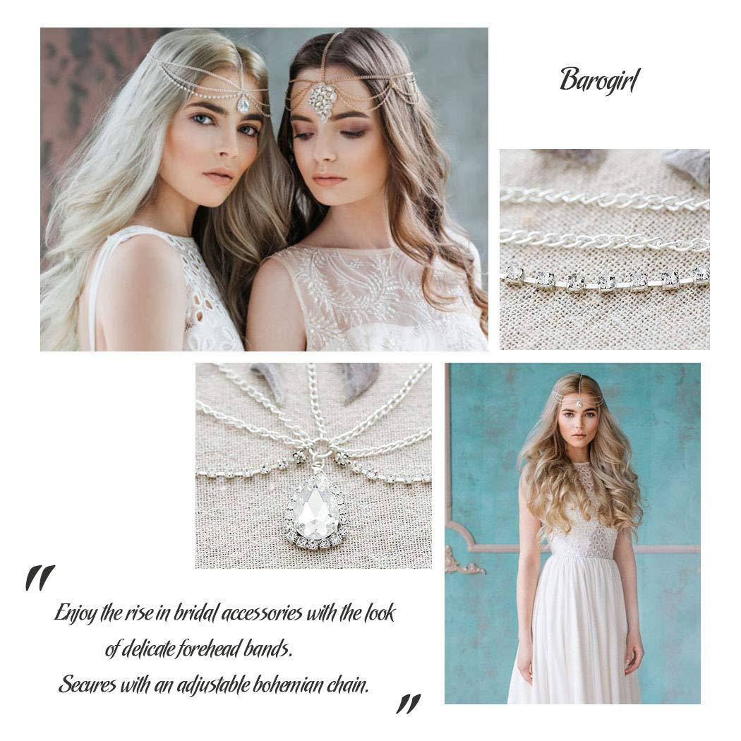 BAROGIRL Barogirl Head Chain Wedding Rhinestones Boho Bridal Headpiece for Women