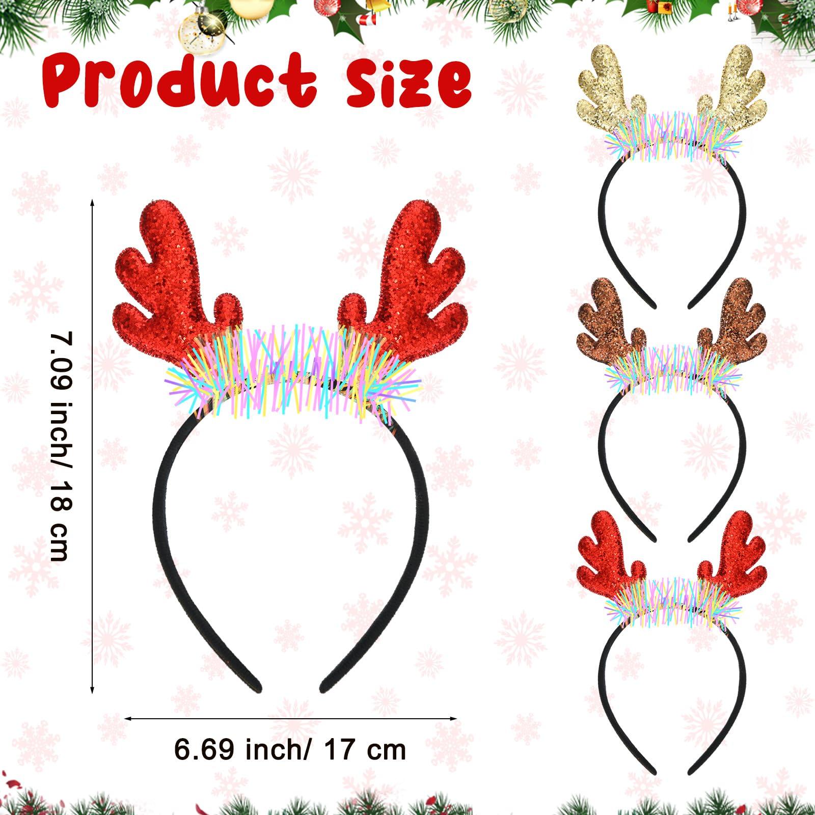 Riceshoot Riceshoot 30 Pcs Christmas Reindeer Antlers Headband Bulk Deer Antlers Headbands with Ears Deer Costume for Women Christmas Party Favors Halloween Supplies