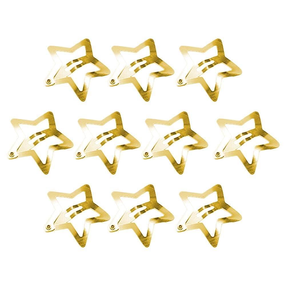 Jowxsx 10 Pcs Gold Star Hair Clips Metal Snap Hair Clips Hair Barrettes Hair Side Clamps Headdress Cute Hair Accessories for Women Girls Kids