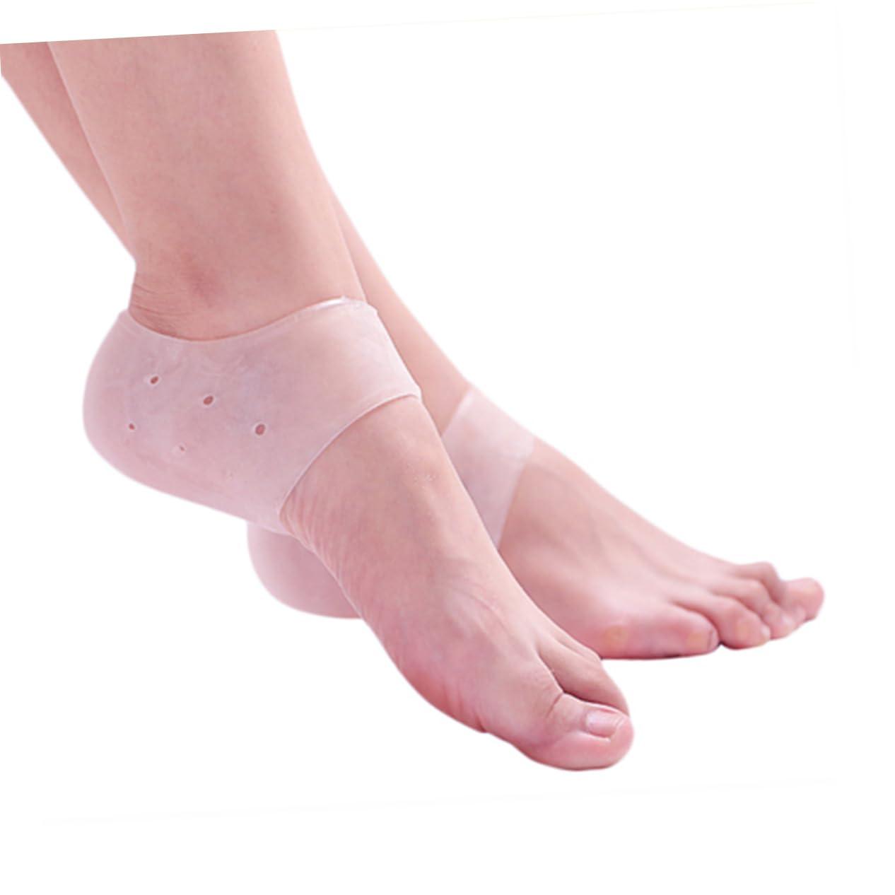 WOONEKY WOONEKY Protective Foot Care Heel Socks Gel Padding for Plantar Soft Stretchy White Moisturizing Pain Alleviating