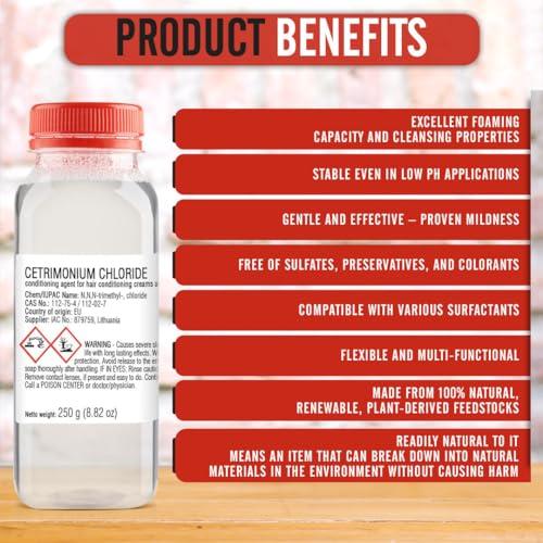 Artekas Innovation Cetrimonium Chloride - 250 g | 8.82 oz - Liquid - for DIY Cosmetics Craft Projects - Conditioning Agent for Hair Conditioning Creams and Emulsions