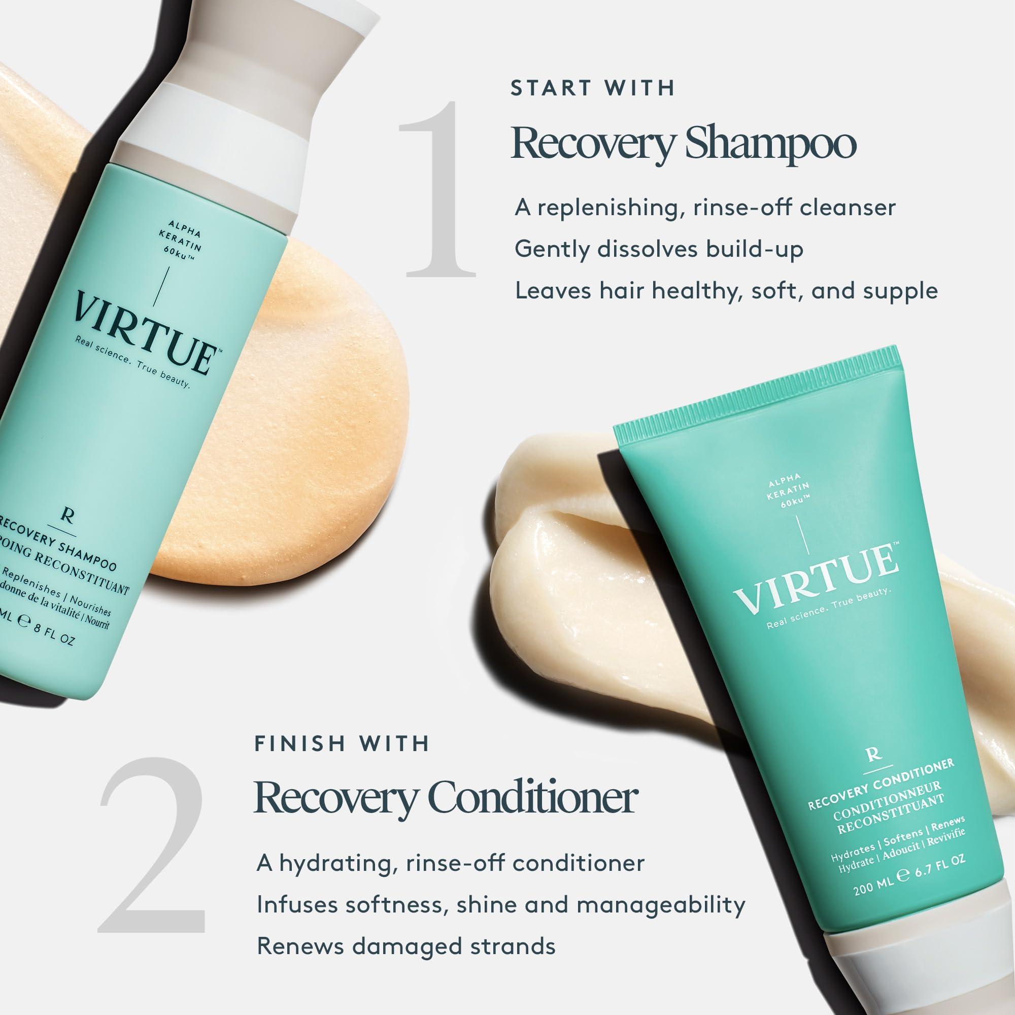 VIRTUE VIRTUE Recovery Conditioner with Keratin Hydrates, Softens, and Renews Damaged Hair, Sulfate Free, Color Safe