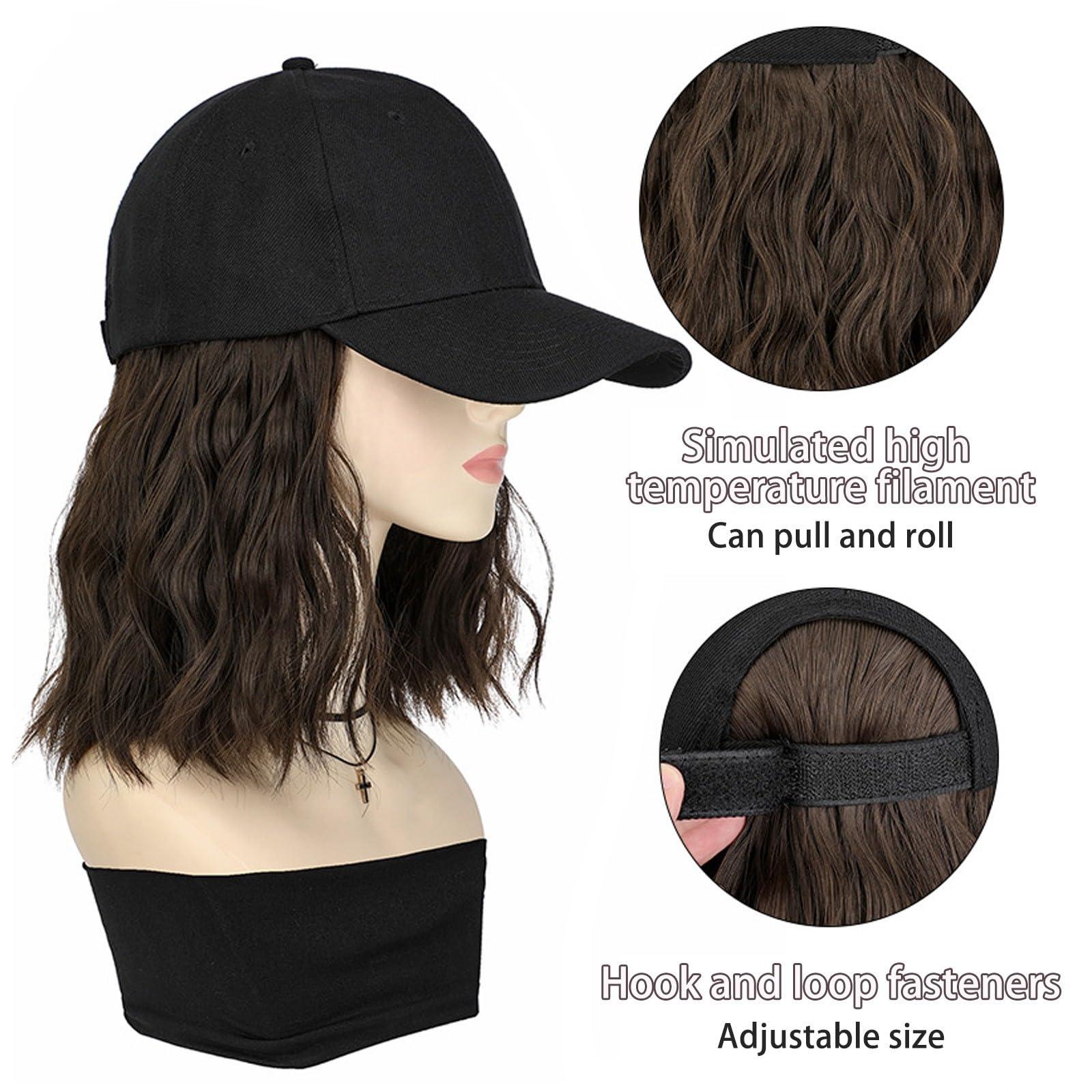 Generic Baseball Hats Wigs for Women, Hat Wig, Synthetic Long Straight Hair With Hat Cap Attached, Natural Look (E1-B, One Size)