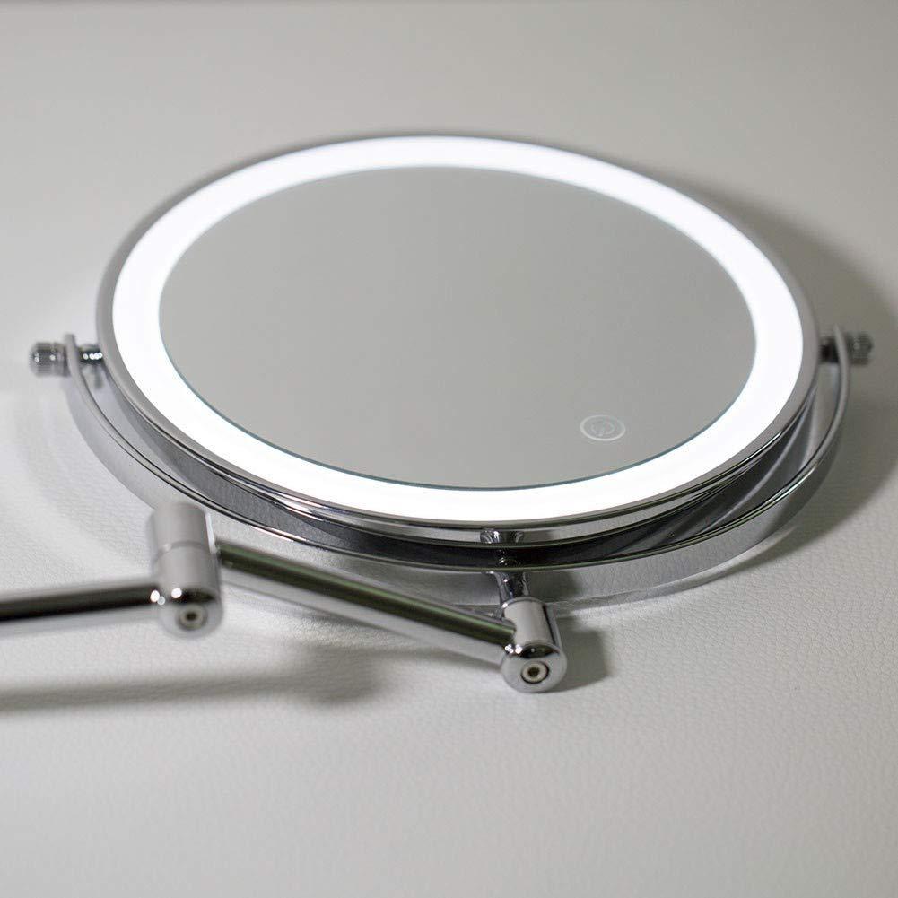 IJPDXOLBQ IJPDXOLBQ Makeup Mirror Wall Mount Led Lighted 10X Magnifying Cosmetic Mirror 360&Deg Swivel Extendable Two Sided Vanity Mirror,Powered by 4 X AAA Batteries 8 inch