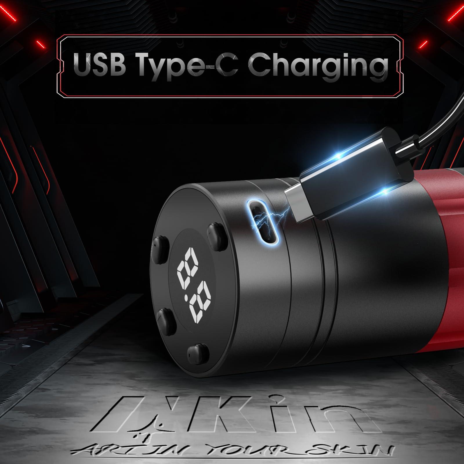 INKin INKin Tattoo Kits for Beginners Complete Set, Tattoo Gun Kit with Everything, Tattoo Machine Wireless with 1500mAH Power Supply Digital LED Display and Mixed Tattoo Needles, 10Pcs Tattoo Ink