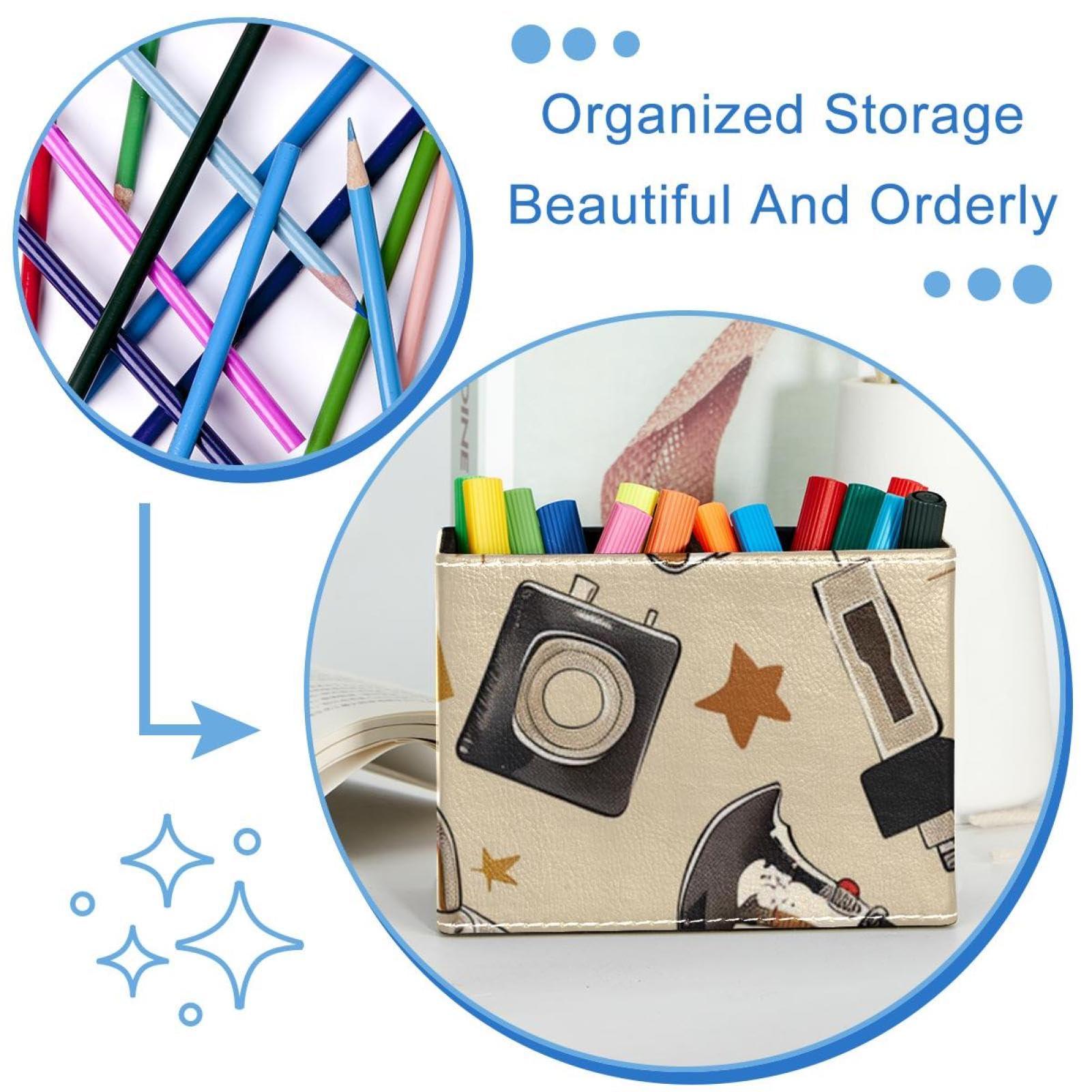 FNETJXF FNETJXF Office Organization, Make Up Brush Holder Organizer, Pencil Organizer, Movies Tool Pattern Retro, Office Supplies Desktop Organizer