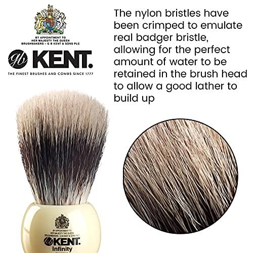 KENT Kent INF1 Infinity Ultra-Soft Silvertex Bristles Shaving Brush Synthetic Bristles Crimped to Emulate Real Badger Bristle for Ultimate Shave Experience Perfect Lather for Shave Cream and Shaving Soap