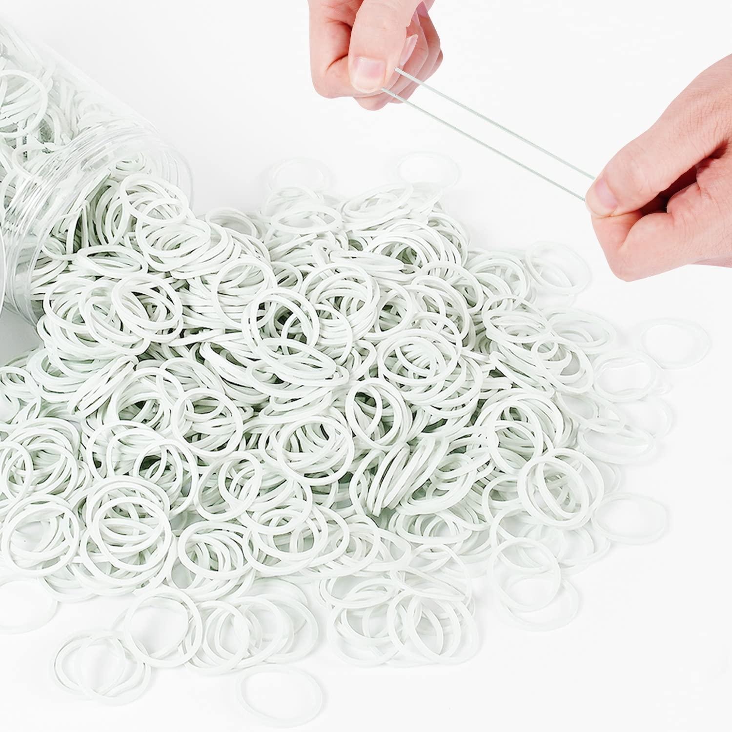 HOYOLS HOYOLS 1/2 Inch Small White Rubber Bands for Hair Ties Elastics Mini Toddler Braids Ponytail Holders for Baby Girls Infants Kids Thick Hair White Rubberbands No Damage Office 1000pcs (S) Latex-Free