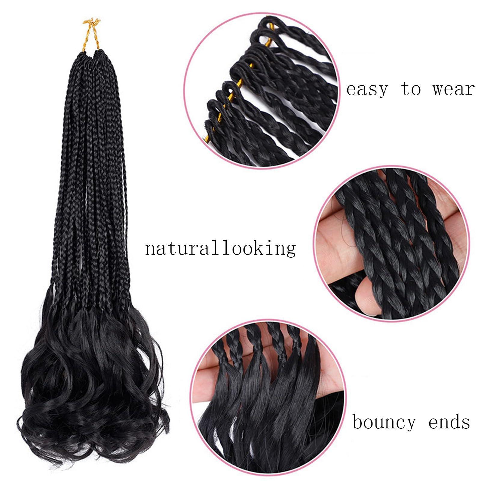 RIBONI French Curly Crochet Braids 18 Inch Wine Red Goddess Box Braids Crochet Hair With Bouncy Wavy Ends Pre Looped French Curly Braiding Hair Synthetic Hair Extensions 6 Packs