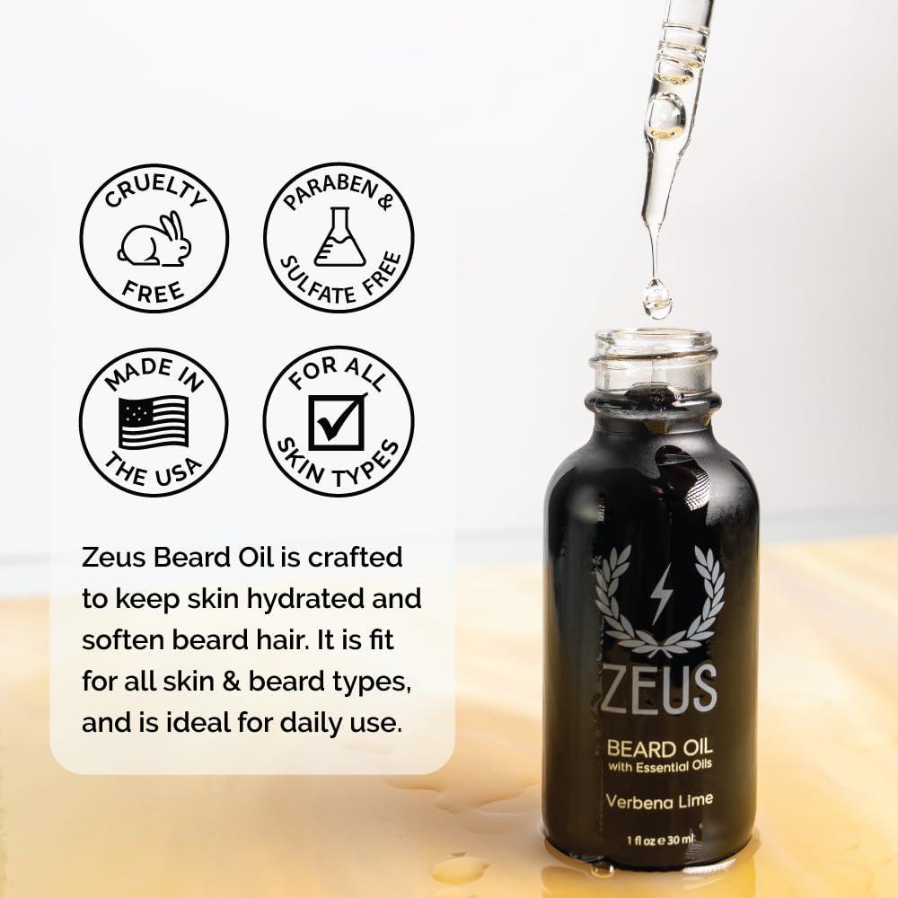ZEUS ZEUS Natural Beard Oil, Premium Conditioning Beard Oil to Soften Beard & Mustache – MADE IN USA (Sandalwood) 1 oz.