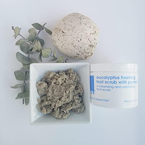 LATHER LATHER Foot Scrub with Pumice Stone - Gentle Exfoliating Foaming Foot Scrub for Skin - Cracked Heel Repair for Smooth, Soft Feet - Pedicure Foot Spa | 4 Oz