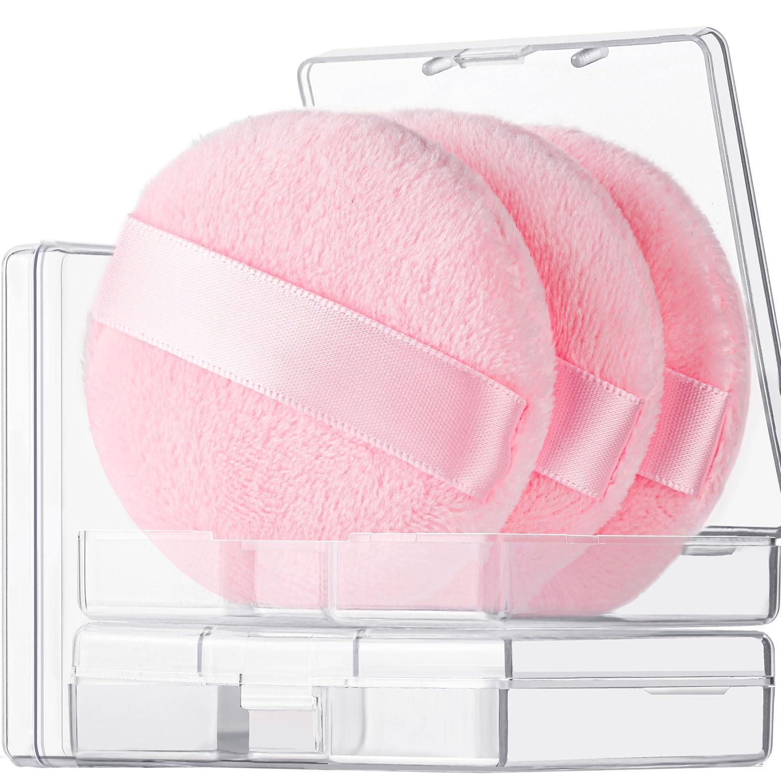 Teenitor Teenitor 3Pcs Pink Powder Puff, Powder Puffs, 2.36 Inch Setting Powder Puff,Powder Puffs for Face Powder Soft Powder Applicator for Loose Pressed Powder, Face Puff Makeup Puff Small with 3 Cases