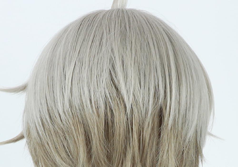 osseoca osseoca Silver White Light Gray Patchwork Wig Medium long hair Low ponytail Chopped bangs Slightly curly wig cos anime show simulation wig 60cm 23inch (kanakana)
