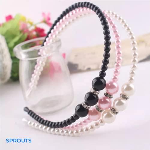 SPROUTS SPROUTS Girls Headbands 3 Pcs Pearl Headband Thin Fabric Hair Band Non-slip Hair Hoops Girl Hair Accessories for kids