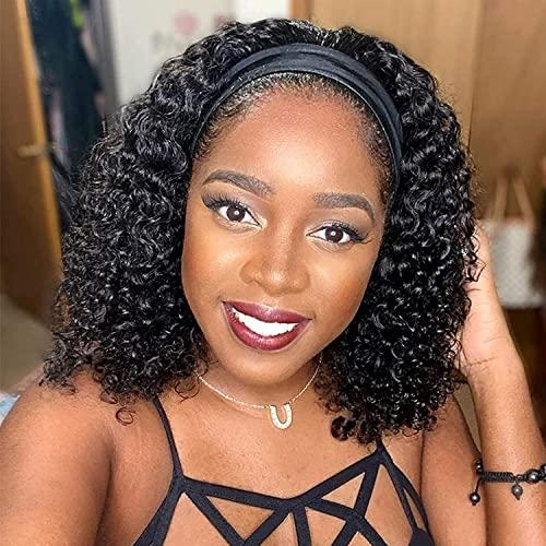 Afro Kinky Curly Human Hair Headband Wig For Black Women Glueless