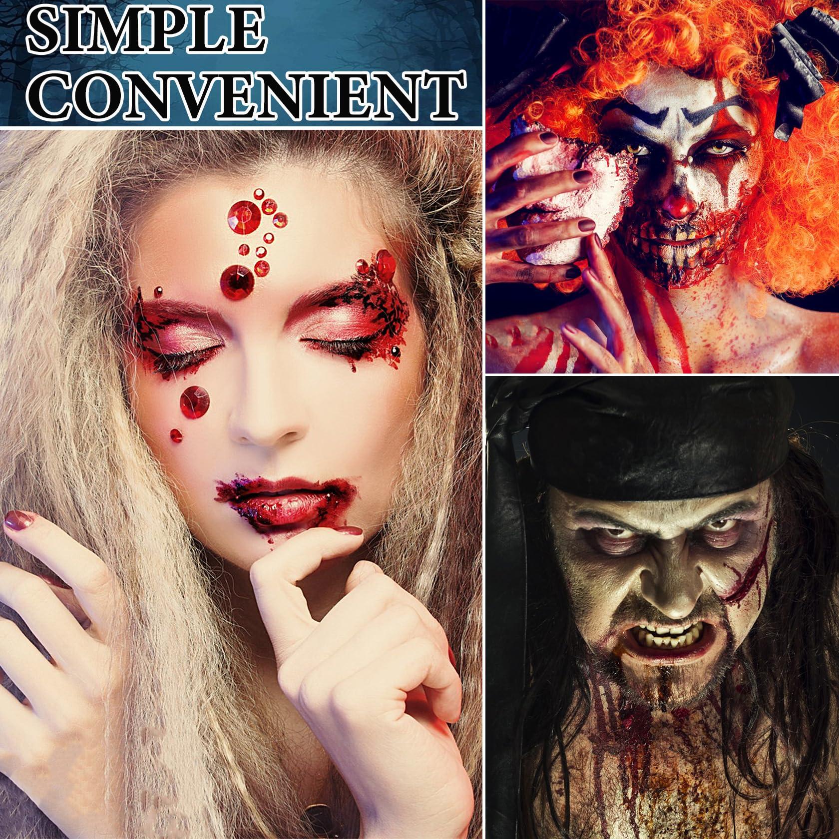 WYBLZPXZ 5 PCS Scar Wax SFX Special Effects Makeup Kit,Fake Blood Washable Spray Makeup,Coagulated Blood Gel with Stainless Steel & Sponge,Halloween Face Body Paint for Vampire Zombie Costumes Makeup