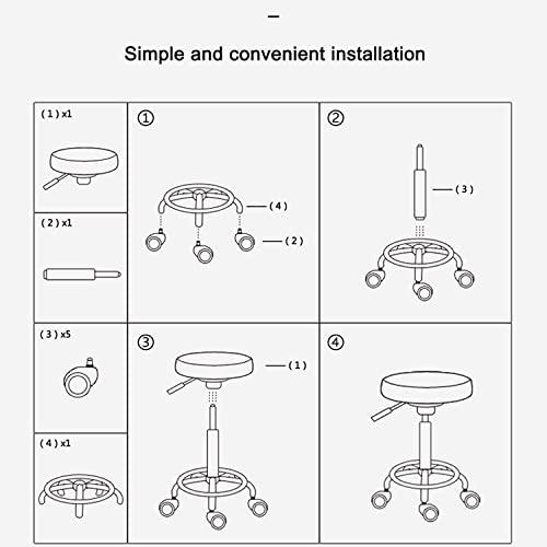 SOVORM Rolling Stools Stool on Wheels Chair Height of Adjustable Rolling Stools Pu Leather Beauty Salon Round Stool, Height Adjustable Hydraulic Rolling Rolling Stool (Blue) The New