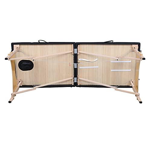 Alivinghome 2 Sections Folding Portable Massage Table Set,Height Adjustable Body and Beauty Massage Bed,Spa Facial Salon Tattoo Bed,Folding SPA Bodybuilding Massage Table (Black Color, 84" x 27.56" x 33.46")