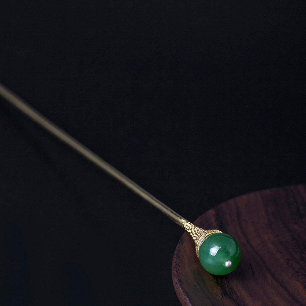qbodp qbodp S925 Silver Hair Sticks for Buns Imitation Jasper Golden Hair Chopsticks Elegant Hair Pins Stick Chinese Classical Chopsticks for Women Hair Accessories