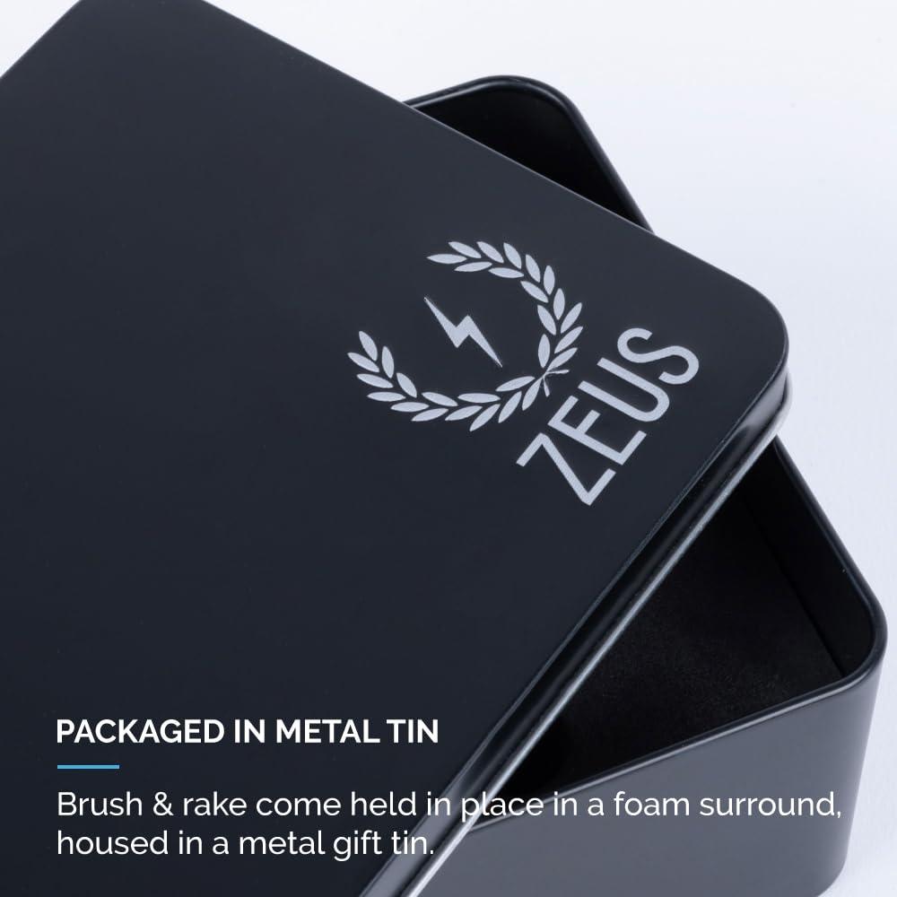 ZEUS ZEUS Oval Military Beard Brush with Bristle Cleaner, Boar Bristle Beard Brush & Bristle Rake Cleaner Gift Set (Made in Germany) Firm Bristles Q91