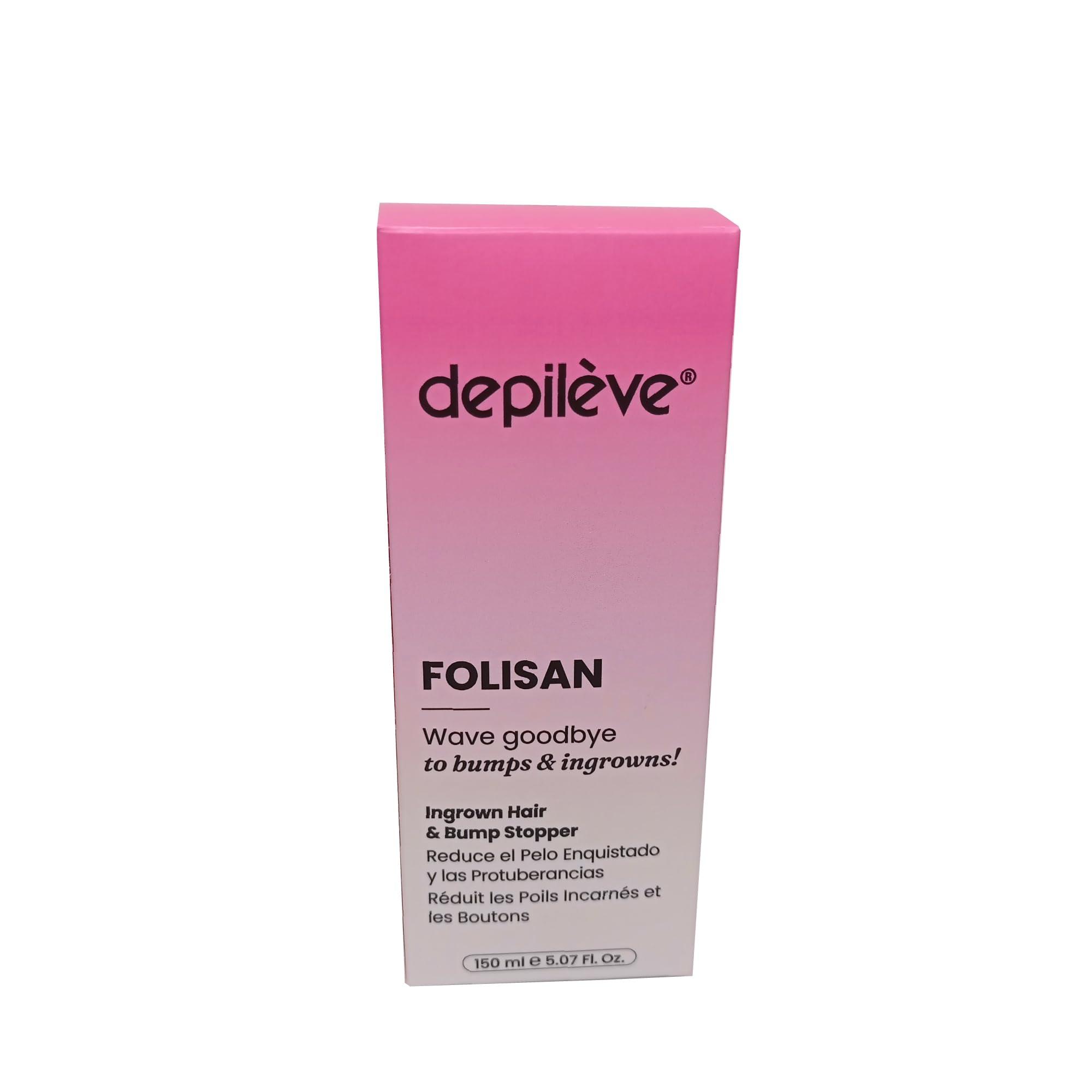 Depileve Depileve Folisan - Post Wax Oil, Relieves Razor Burn, Razor Bumps and Ingrown Hair, Astringent, Skin Moisturizer, Gentle Exfoliator - 5 oz