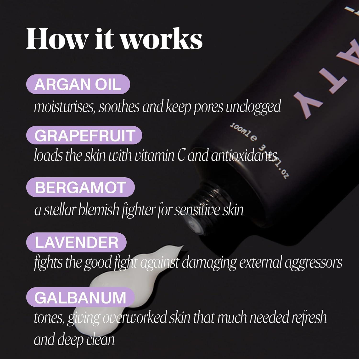 Faace Faace Sweaty Face Mask & Primer Restorative Cream Pore Minimizer, Moisturizes, Mattifies, Soothes Skin with Argan Oil, Aloe, Vitamin C & E, Bergamot, Patchouli, Lavender Organic & Vegan Skincare 3.4oz